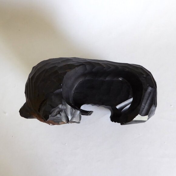 VINTAGE JAPAN JAPANESE HOKKAIDO AINU BEAR WOOD CARVING BOTTLE HOLDER STAND (USED - Picture 11 of 14